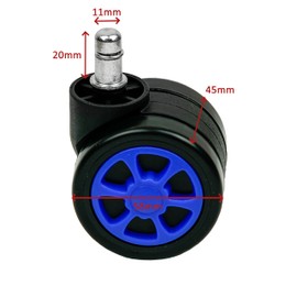 Loywe 5 x Office Chair Castors Hard Floor Wheels for Office Chair Castors Replacement 11 mm x 20 mm Black with Blue LWA106B