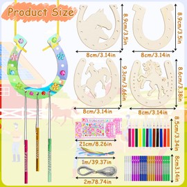 Zeuwets Wooden Horseshoe, Pack of 18 Horseshoe Children's Birthday, Horseshoe Birthday Decoration, Horseshoe Wind Chime Craft Set, Horseshoe Wood for Painting, DIY Wooden Crafts for Children, Girls,