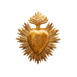 Ex-voto Golden Heart with Flame and Engravings Dimensions 23 x 20.5 cm