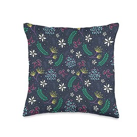 Pioneer Country Farm For Woman Pioneer Country Farm Vintage Floral Navy Blue Yellow Green Throw Pillow, 16x16, Multicolor