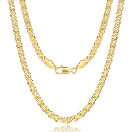 G-HELPER 14K Gold Necklaces for Women Diamond Cut Golden Cuban Link Chain for Men Cuban Link Chain for Womens Engraved Patterns Chunky Gold Necklace for Women Non Tarnish 16-24IN (16in)