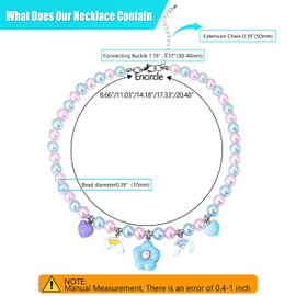 SM4BED Dog Collar Pearl Necklace, White and Pink Beads with Cute Blue Flower Pendant and Adorable Rainbow Heart, Adjustable Pet Jewelry for Large Dogs, XXL 20.5IN