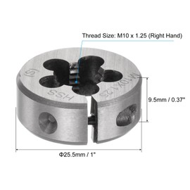sourcing map Round Threading Dies, Metric M10 x 1.25 Thread (Right Hand), Adjustable High Speed Steel (HSS) Screw Cutting Die Repair Tool