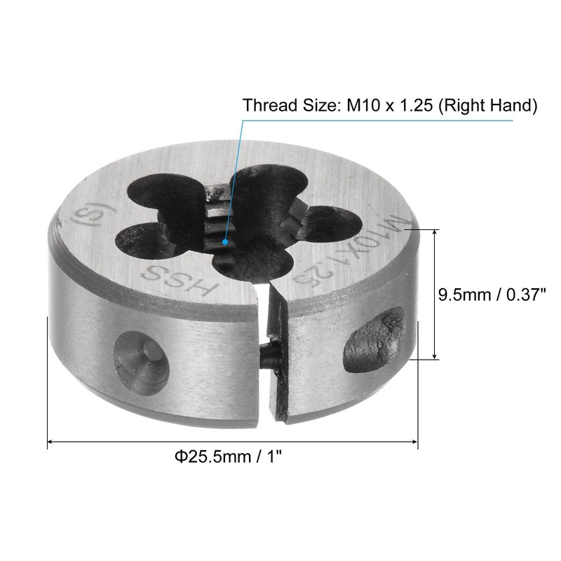 sourcing map Round Threading Dies, Metric M10 x 1.25 Thread