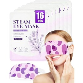 Mascarilla de lavanda autocalentable, 16 unidades, máscara térmica para ojos de vapor, antisequedad, hinchazón y fatiga ocular, compresas térmicas desechables para dormir y viajar