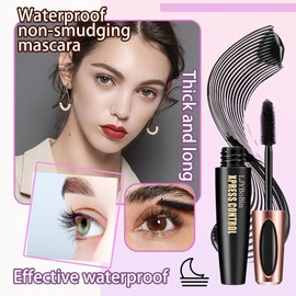 2 Pack Fiber Lash Mascara,Lengthening Thick Waterproof Black Mascara,Long Lasting Smudge-proof Clear Tube Mascara,All Day Exquisitely Full