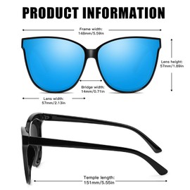 LVIOE Polarized Sunglasses for Women UV400 Protection Oversized Cat Eye Frame Retro Sunglasses for Driving Fishing Outdoor