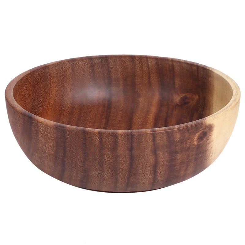 22x7.5cm Eco Friendly Wooden Salad Bowl Container Food Fruit Serving
