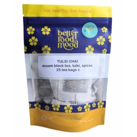 Better Food Mood Holy Basil Tulsi Chai Tea (25 Tea Bags) | Adaptogen Chai Perfect for After Dinner Relaxation