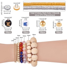 PH PandaHall 1638pcs Polymer Clay Beads Kit 6mm Vinyl Disc Beads Golden Silver Heishi Beads with 300pcs 2 Style Letter Beads 200pcs Golden Spacer Beads for Christmas Necklace Bracelet Jewelry Making