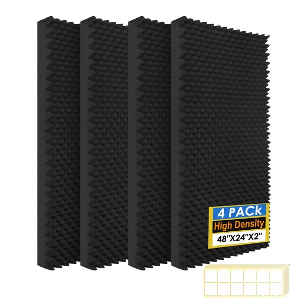 4 Pack Acoustic Panels,48''X24''X2'' Egg Crate Foam Soundproof Wall Panels,High