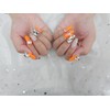  Refreshing OrangeHandmade Nail Tips - Short Stiletto / 상큼