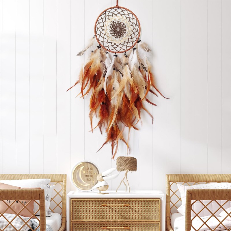Donko Brown Feather Dream Catcher Wall Decor
