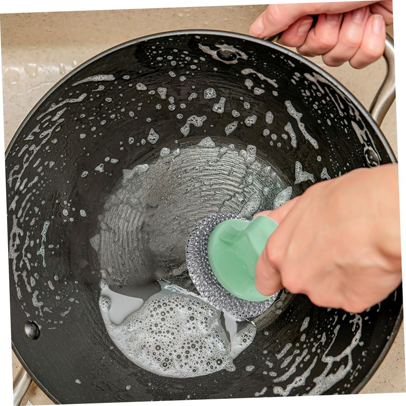 FOMIYES 6pcs Detachable Handle Stainless Steel Pot Scrubber Heavy Duty