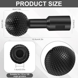 Ball Mill Wood Carving, 14 mm Wood Shaper Ball, Ball Chisel File Grinding Heads, Wood Cutter for Drill, 40 mm Diameter, Wood Cutter Suitable for 115/125 mm Angle Loop