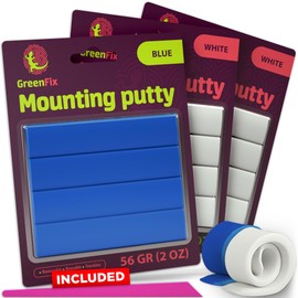 3 Pack GreenFix Adhesive Putty 2oz - White & Blue Sticky Putty - Mounting Putty for Walls Removable - Sticky Tack for Wall Hanging Posters Arts & Crafts Collectibles