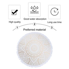 LIFKOME Unique Round Beach Towel Mandala Bath Towel Microfibre Sand for Outdoor