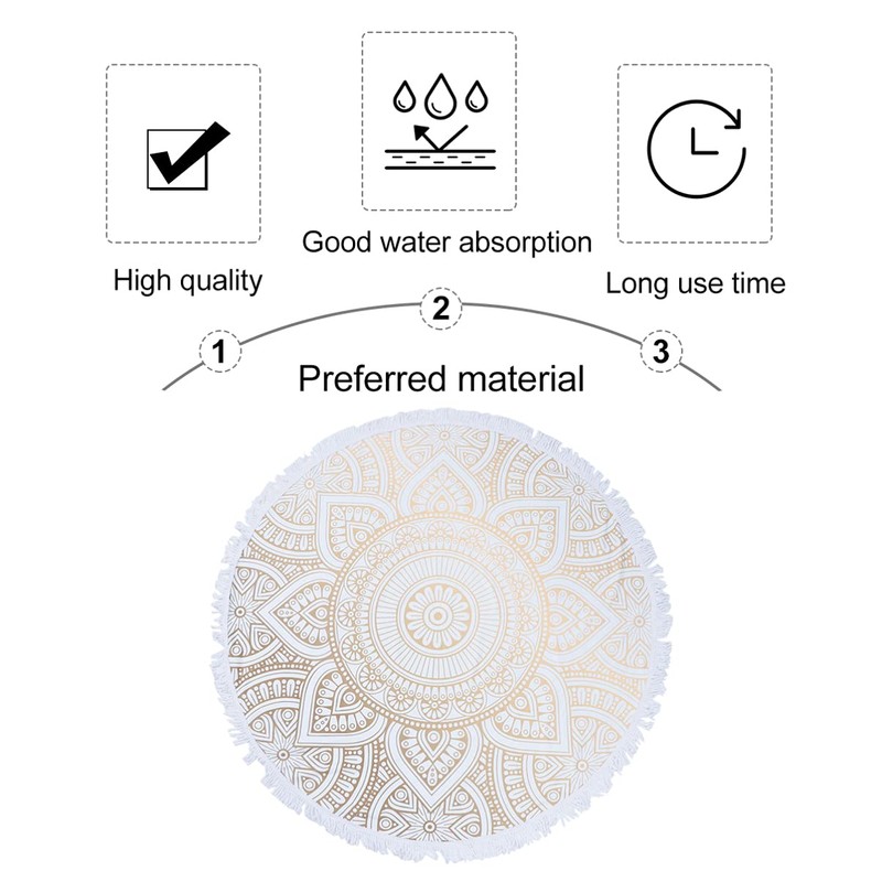 LIFKOME Unique Round Beach Towel Mandala Bath Towel Microfibre Sand