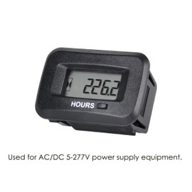 Jayron Digital LED Hour Meter Gauge AC/DC 5-277V Voltage,Resettable Maintenance Interval Data Storage Waterproof Design for Small Engines,such as Lawn Mower,Generator,Air Compressor,Motorcycle