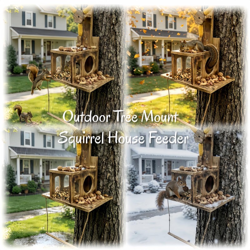 Lnncdsc Multifunctional Squirrel Feeder with 3 Ears Spinner Corn Cob