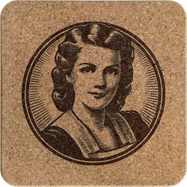 'Vintage Style Woman Portrait' Square Cork Trivet/Pot Stand (TR00025866)