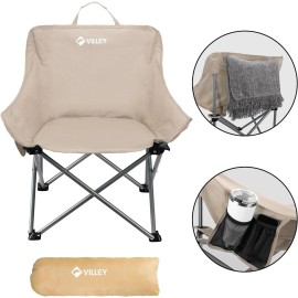 VILLEY Folding Camping Chair Beach Chair Outdoor Lawn Portable Lightweight Chair
