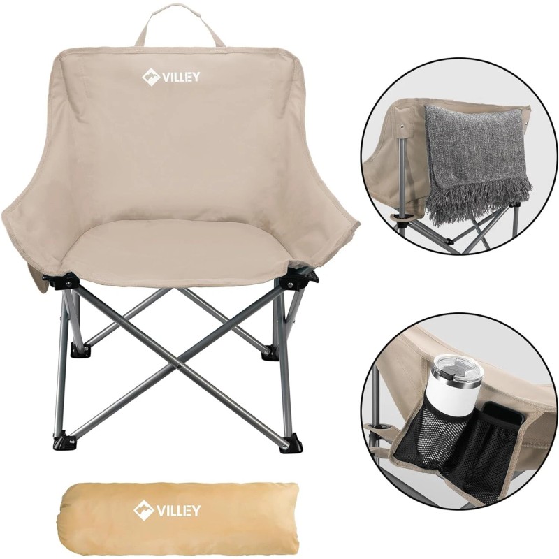 VILLEY Folding Camping Chair Beach Chair Outdoor Lawn Portable Lightweight