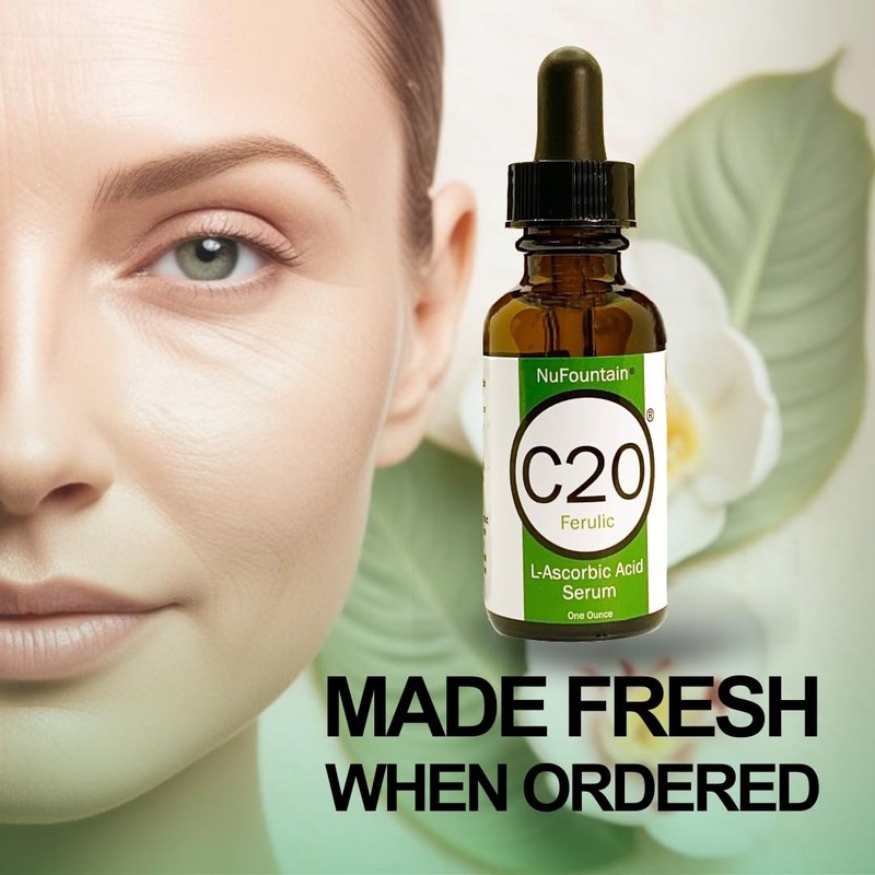 NuFountain® C20® Ferulic HAND CRAFTED C20 L-Ascorbic Acid Serum. Made