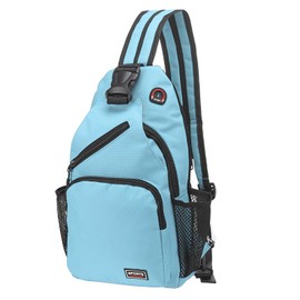 DTGN Convertible Sling Bag Crossbody Backpack - 8.5"x15" (LXH) Good for Women Men Hiking Travel Cycling - Multifunctional Shoulder Bag Casual Packs with Headphone Jack - Blue