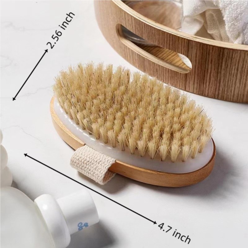 2 Pcs Dry Brushing Body Brush,Natural Bristle Exfoliating Body Scrubbers