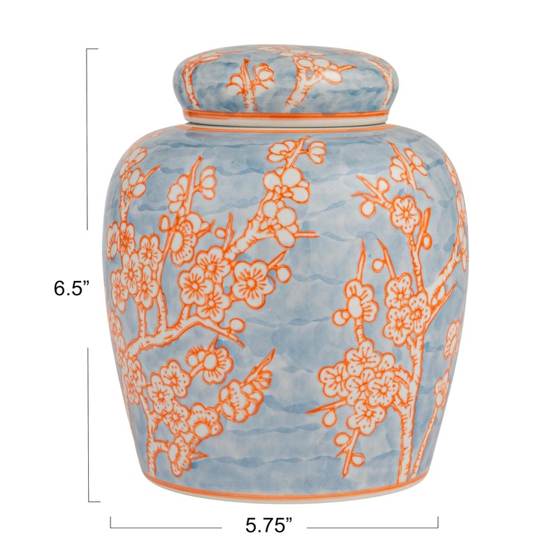 Creative Co-Op Decorative Ceramic Ginger Jar with Lid for Spaces,