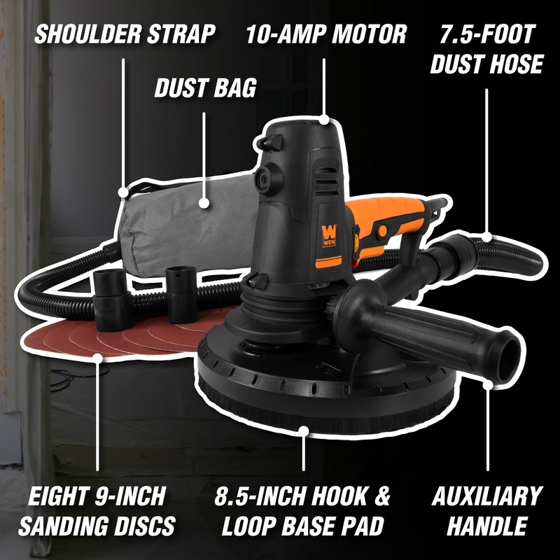 WEN DW1085 10-Amp Variable Speed Handheld Drywall Sander with Dust