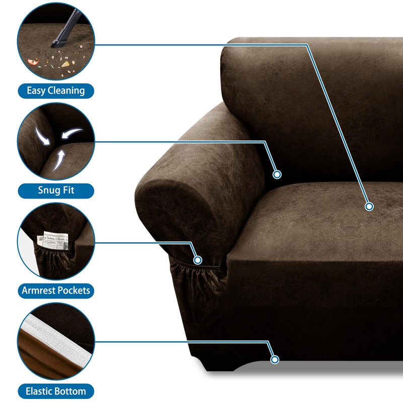Pfrstuv Loveseat Sofa Slipcover Leather Look Couch Covers for 2