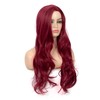 Baruisi Long Curly Wavy Wine Red Wigs for Women Side