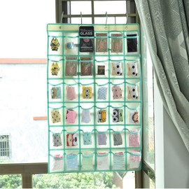 NIMES Hanging Closet Underwear Sock Storage Over The Door Jewelry Organizer Clear Pockets (PURPLE-12 & 9 Pockets Pack)