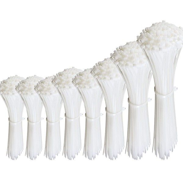 Oksdown Pack of 750 White Cable Ties Large and Small