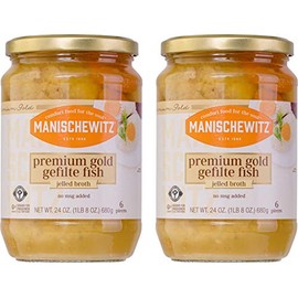 Manischewitz Premium Gold Gefilte Fish with Carrots 24oz (2 Pack), Kosher for Passover