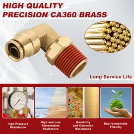 Boeray 1/2" Quick Push to Connect Fittings Brass 90 Degree Union Swivel Elbow Joint DOT Approved 1/2" Tube OD x 1/2" NPT Thread Air Brake Line Adapter Air Suspension Kit for Car Truck Trailers 2pcs