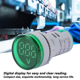 Digital Mini LED Display Voltmeter,6-100V LED Voltmeter Light Digital Display DC Voltage Meter Indicator Round Lamp Tester (Green 2x1.2x1.2inch)