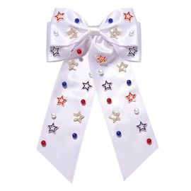 4th of July Hair Clips for Women American Flag Patriotic Star Hair Bow Red White Blue USA Rhinestone Hair Bows Fourth of July Hair Accessories Outfits Independence Day Party Favors