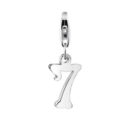Nenalina 713262-000 Number 7 Birthday Carabiner Charm Pendant for Charm Bracelet 925 Sterling Silver, Sterling Silver, No Gemstone