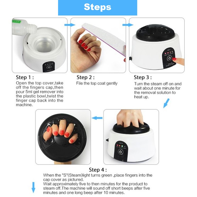 Nail Gel Polish Remover Steamed Removal Machine Manicure Tool Black