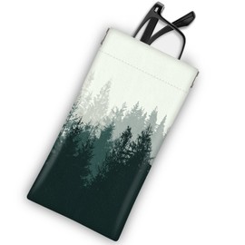 Mcapirivo Soft Sunglass Eyeglass Glasses Case,7x3.5inches, Portable Pu Leather Squeeze Top Sunglasses Holder Bag Pouch for Women Men Forest