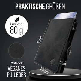 CARD Nine Clip Wallet with RFID Protection - Cash Clip Wallet - Slim Wallet with Money Clip - Card Case for Men and Women - Wallet for Cards & Notes - Wallet, black, Modern