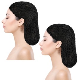 JJUNW 2 Pcs Mesh Hair Net Cap, Hair Nets Snoods for Women Hair, Mesh Crochet Hair Nets for Sleeping Hair Protector