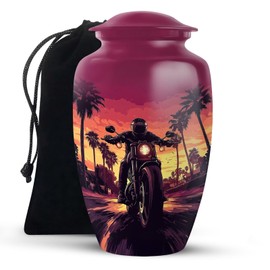 KARYLIZ Motorcycle Large Urn for Men - Adult Cremation Memorial Urns for Burial in Ground - Funeral Urn for Human Ashes - Decorative Urns for Human Ashes Adult Female & Male 10 Inch
