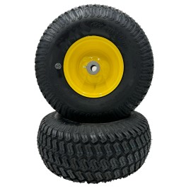 Hoosier Wheel Set of 2 - 15x6.00-6 Lawn Mower Wheel - 3/4 Inch Axle, Strong Turf