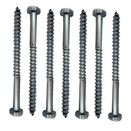 M6 Coach Screws Hex Head Width 10mm Zinc Plated Steel Wood Screw Hexagon Half Thread Self Tapping Lag Bolts Silver Long 5.5inch 6mm x 140mm (5.5" x 0.24") Box of 7 pcs