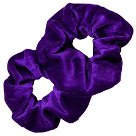 Kenz Laurenz Hair Scrunchies - 2 Velvet Hair Ties for Women Girls Hair Elastics Ponytail Holder Scrunchy Pack, Purple