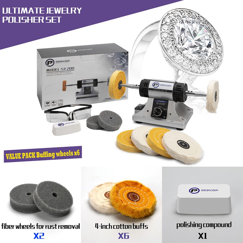 OPAVIOC Jewelry Polisher - Adjustable Variable Speed Bench Grinder Polishing